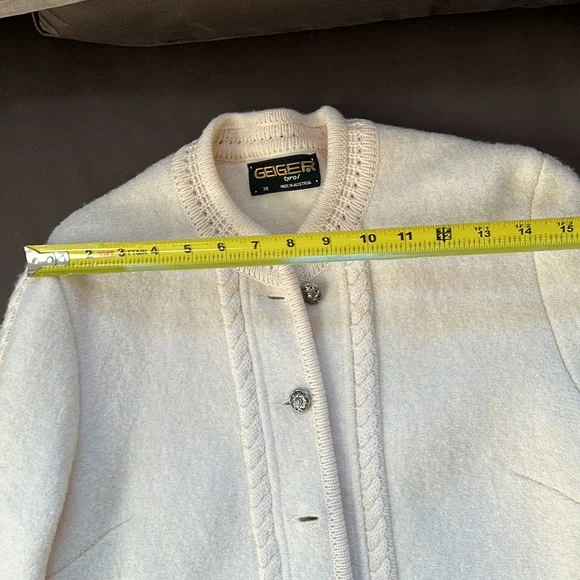 🔥HP🔥GEIGER Tyrol boiled Wool Jacket Sz 38 or S/XS,  cream / beige - Picture 13 of 16